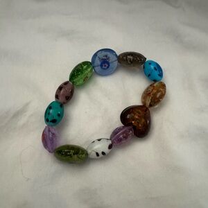 Colorful Beaded Glass Stretch Bracelet
